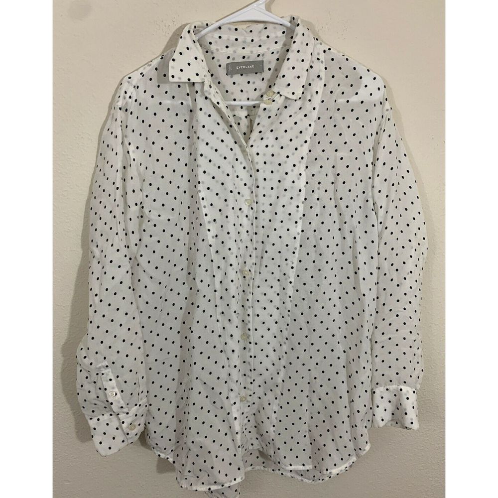 Everlane Polka Dot Button Front Shirt Size 6 - Picture 2 of 10